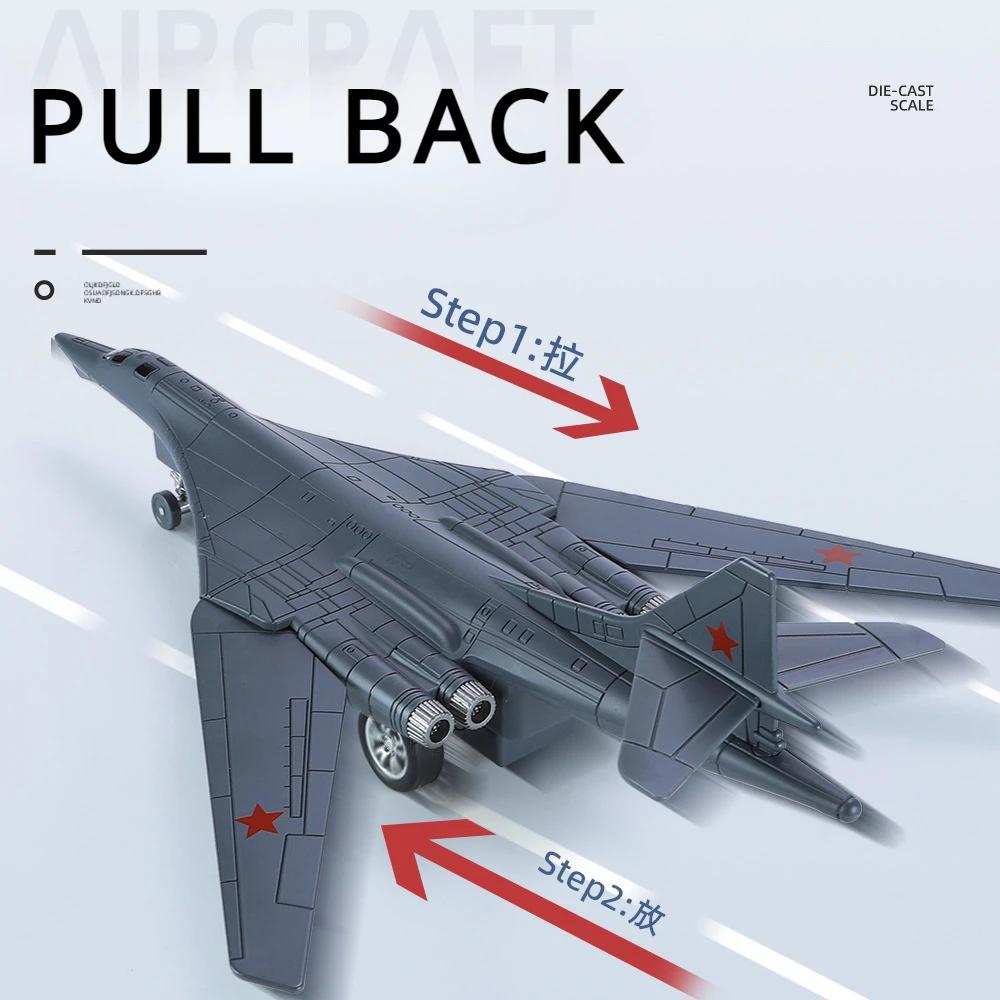 TU-160 Plane Model Toy Russia AirForce Tupolev TU-160 Diecast Alloy Aircraft Collectible Display Airplanes Sound and Light Model
