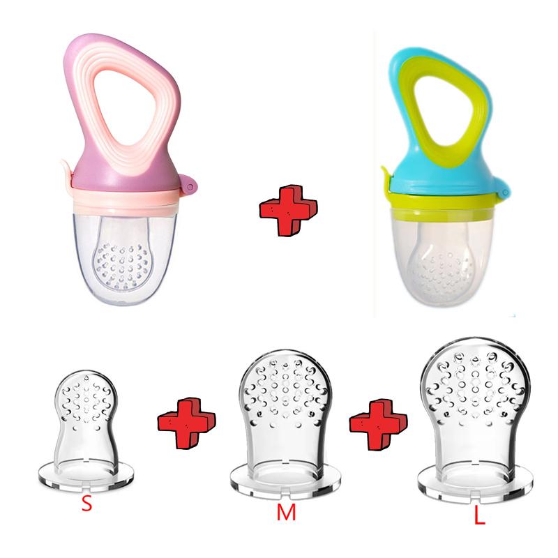 

5 в 1 Детская фруктовая кормушка с набором сосок Детская силиконовая сетчатая сумка Соска-пустышка Фруктовая и овощная кормушка для кормления малышей Игрушка для прорезывания зубов