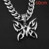 Gothic Tribal Sliver Color Butterfly Pendant Stainless Steel Cuban Chain Necklace for Men Women Cyberpunk Alternative Jewelry