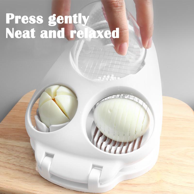 3 In 1 Egg Slicer 3-Way Boiled Eggs Slicers Stainless Steel Food Processor Fruit Vegetable Manual Slicers Kitchen Chopper Tool