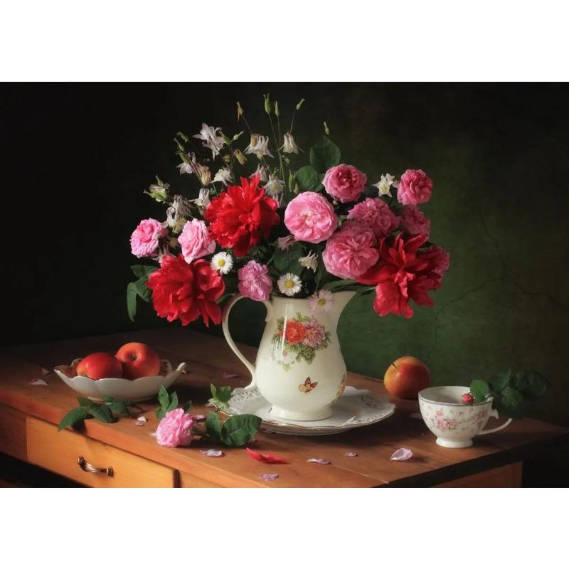 Colorful Flower Plants Oil Painting Canvas Poster Potting Daisy Wall Art Pictures for Living Room Bedroom Modern Home Decor Gift