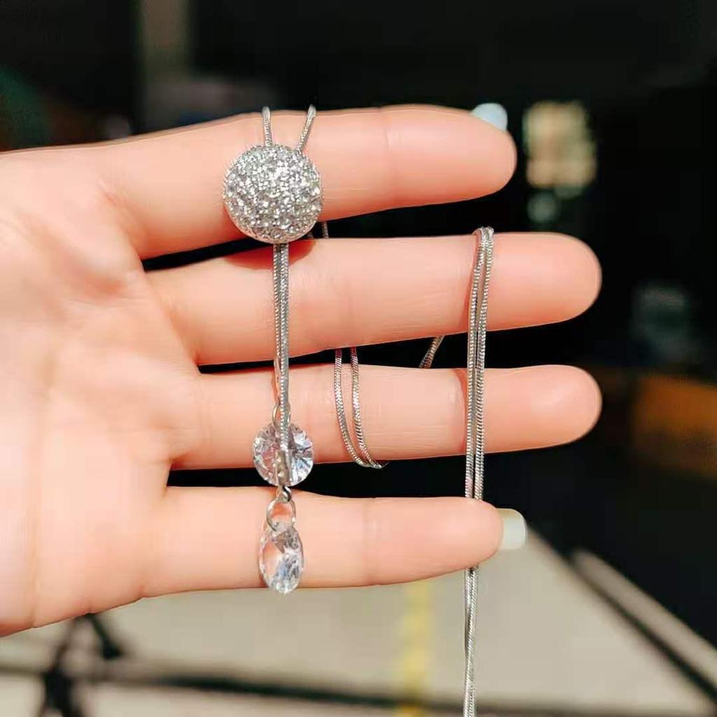 Koreanischer Schlichter Stil Langer Pullover Quastenanhänger Halskette