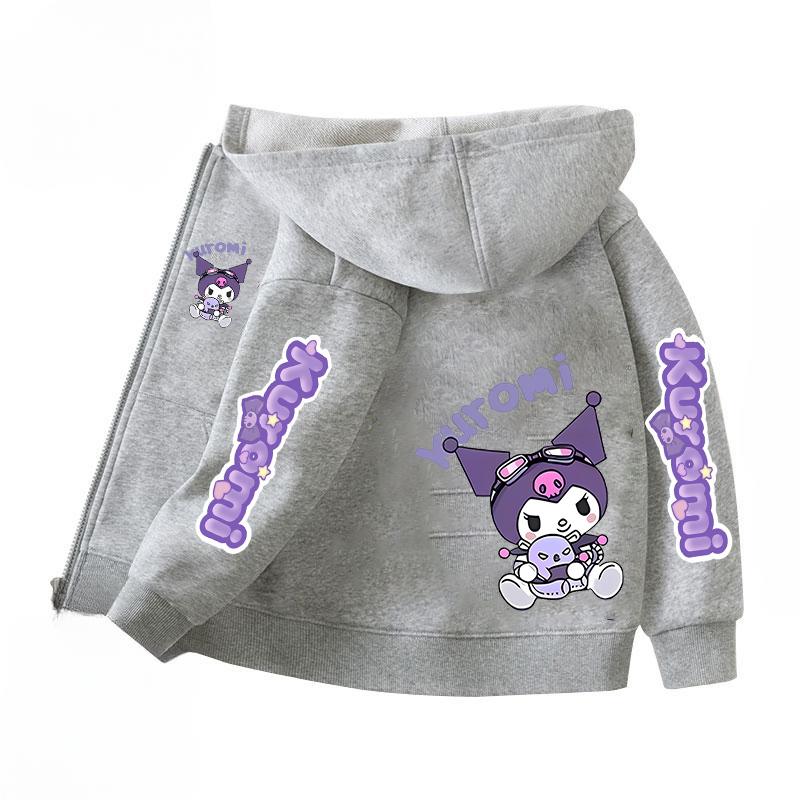 Mikina s kapucí na zip Kawaii Dětská Streetwear Kuromi Dětská Mikina na zip Dětská Mikina Manga Oblečení Dítě Dívka Chlapec Top Mikina