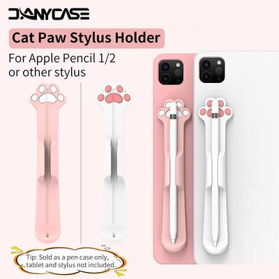 Cartoon Silicone Pen Sleeve for Apple Pencil 1 2 Pencil Sleeve Adhesive Tablet Pen Slot Cute Stylus Pencil Case