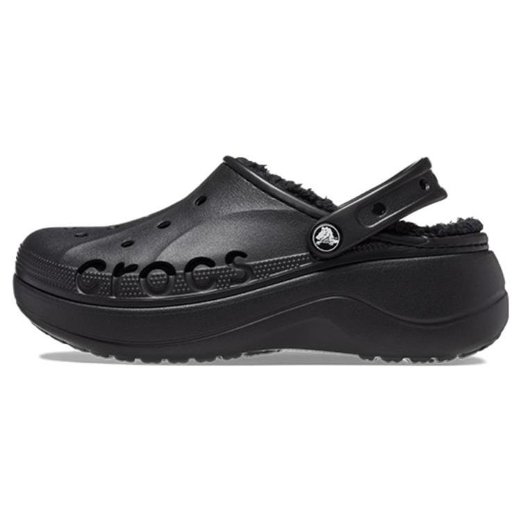 (WMNS) Crocs Baya Platform Lined Clog Sandals Black Women s 208708-001 EU 34-35