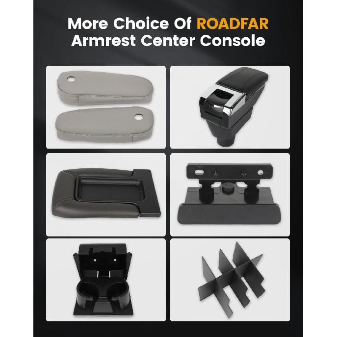 ROADFAR For Toyota Tundra 2007 2008 2009 2010 2011 2012 2013 Center Console Lid Armrest Cover Skin Replacement Fit for Gray