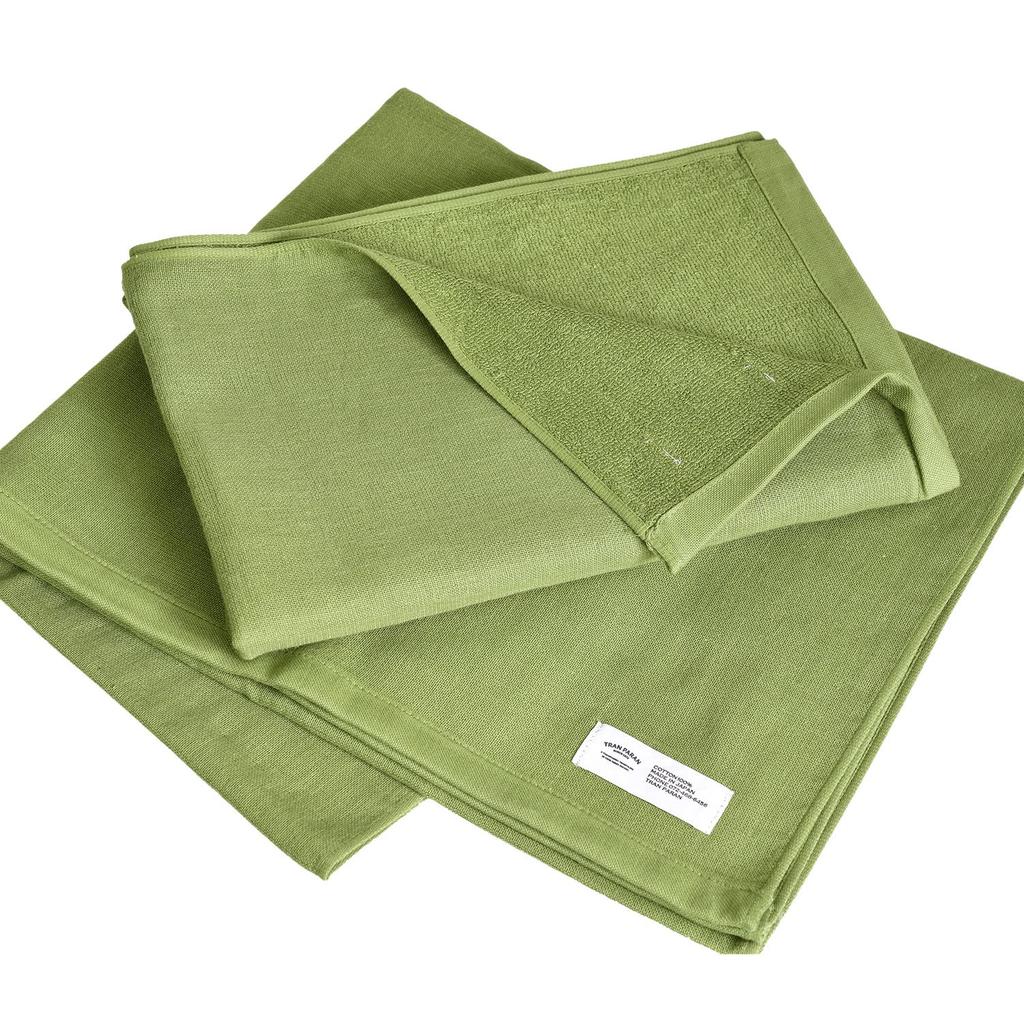 Transparan Gauze Bath Set of Senshu Cotton Japanese-Made Towels, 2, Towels, Quick-Drying, Absorbent, Thin, 100% (Olive Green)