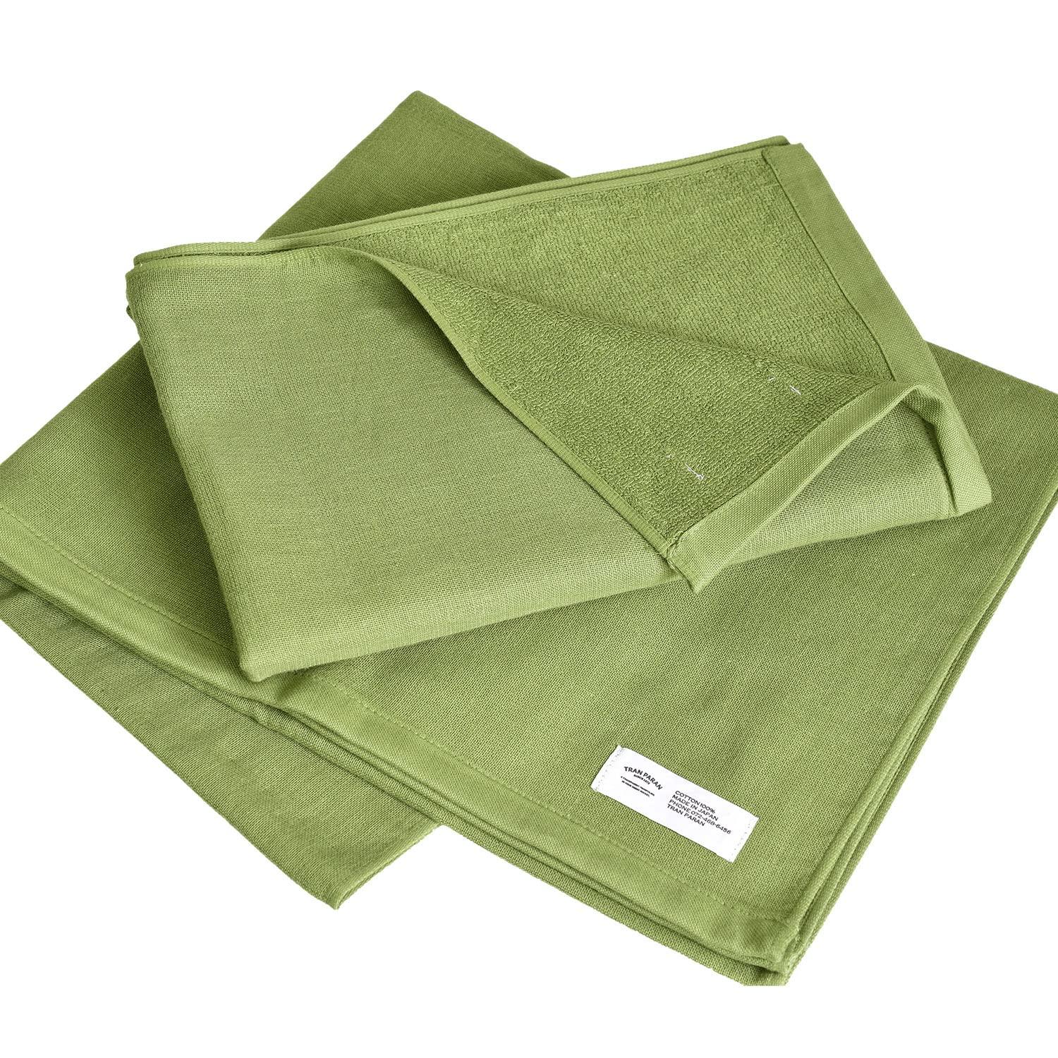 

Transparan Gauze Bath Set of Senshu Cotton Japanese-Made Towels, 2, Towels, Quick-Drying, Absorbent, Thin, 100% (Olive Green)