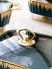 Rectangular Golden Ceramic Baking Casserole Pot with Stand