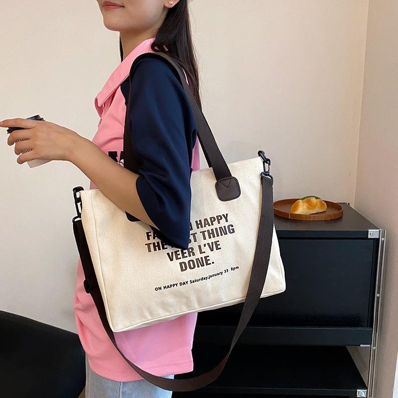 Women's Canvas Bag College Style Shoulder Crossbody Tide Bag Class Commuter Large Capacity Tote Bag Tide Storage