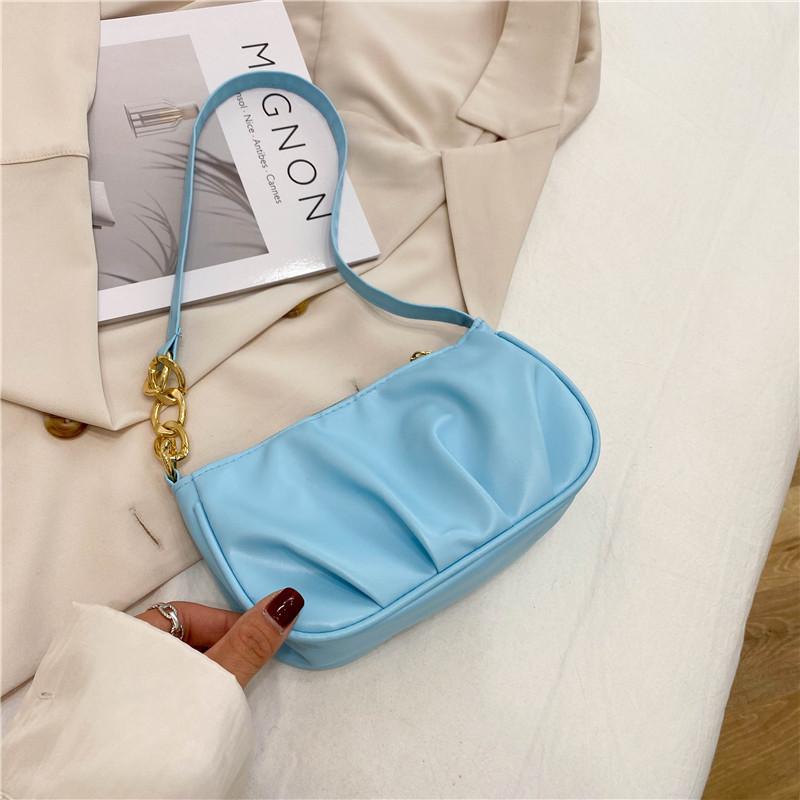 Solid Color Pleated Cloud Armpit Bag Fashionable Women's Handbag New Design Chain Shoulder Armpit Bag Women's Shoulder Bag