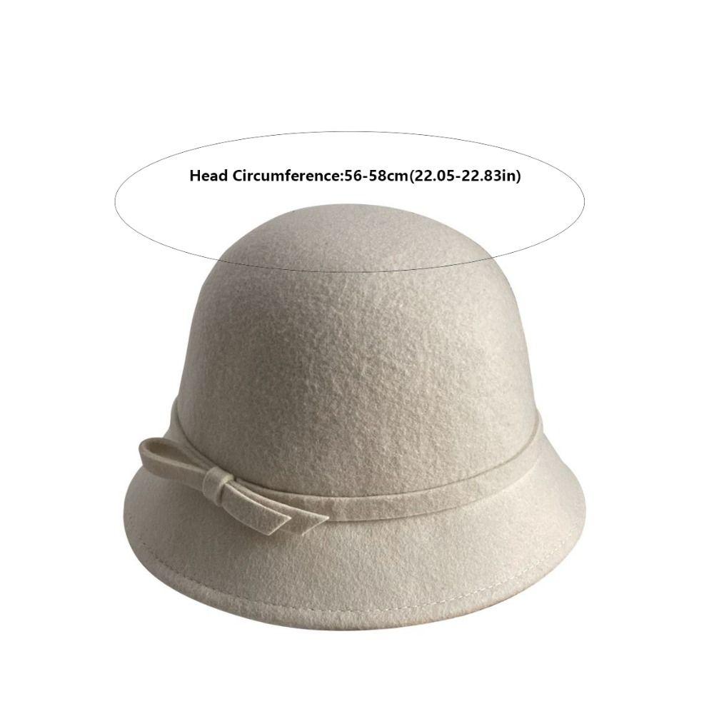 Elegant Hepburnesque Felt Formal Hat Panama Cap British Style Bowknot Bucket Hat Wealthy Heiress Style Winter