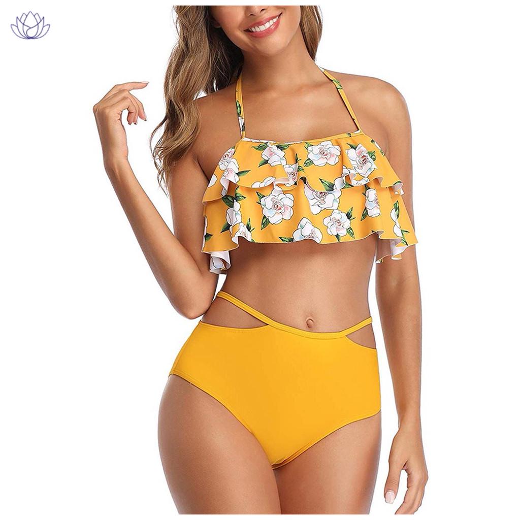 Swimwear Floral Print Halter Ruffle uirend Women Girl Swimsuits Bikinis Sets Swimwear Floral Print Halter Ruffle uirend Women Girl Swimsuits Bikinis Sets