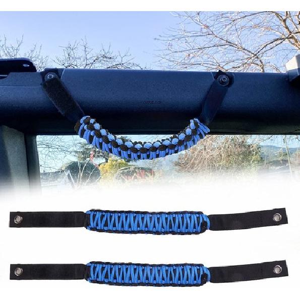 2 Pack Blue Roll Bar Grab Handles Paracord Grip Handle for Ford Bronco -2025