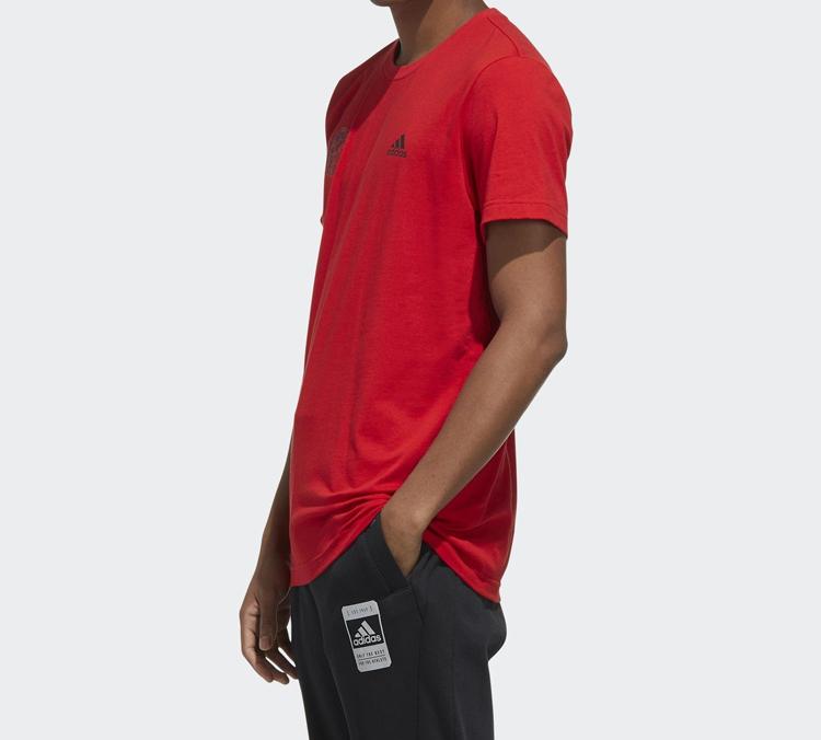 Adidas T Shirts Men's Light Scarlet Crew Neck Moderate Straight Fit FU6220