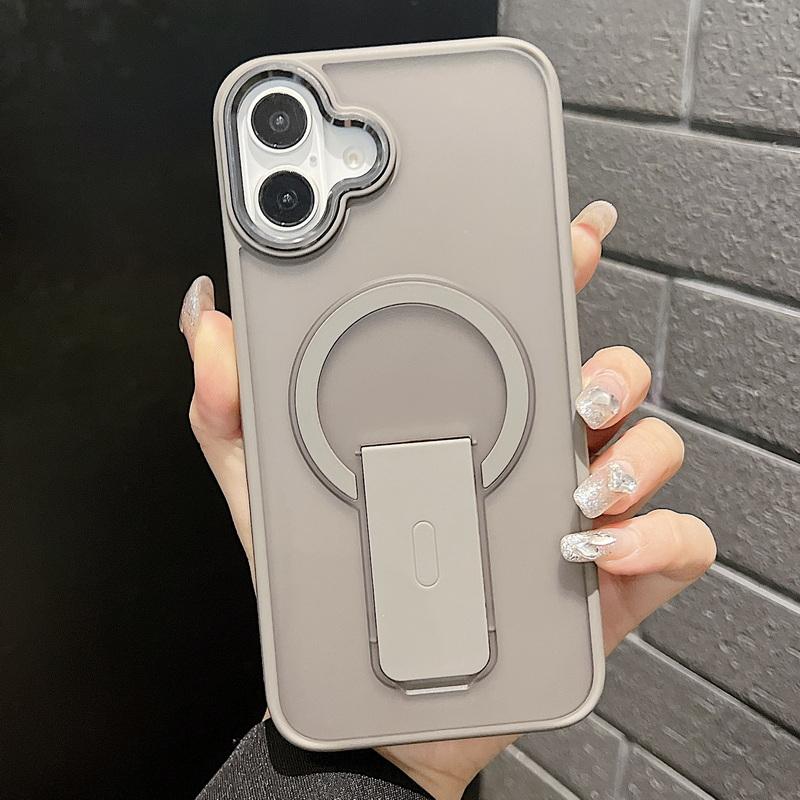 

Простой прозрачный матовый магнитный чехол для iPhone 16 Pro Max 15 14 13 Pro 12 11 для Magsafe ударопрочный акриловый задний бампер-подставка iPhone 12 серый