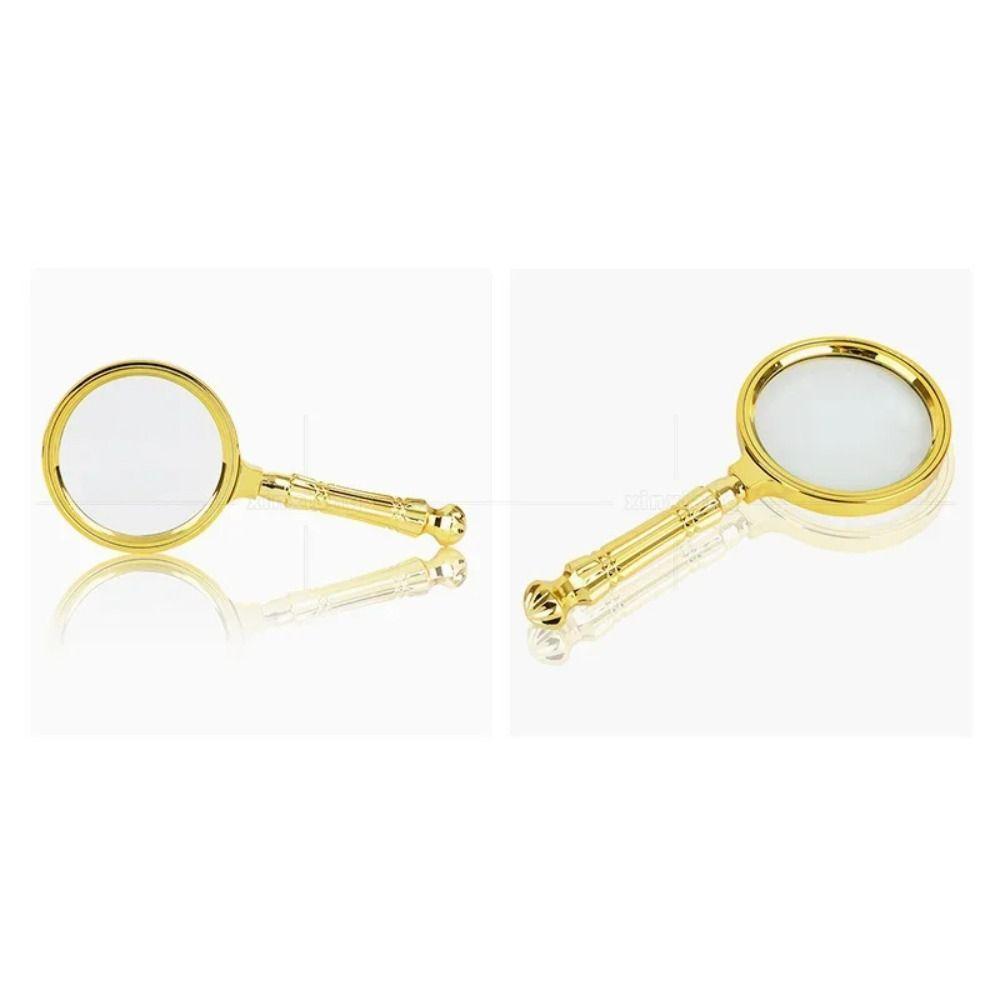 Plastic Loupe Magnifier Gold Delicate Pattern Handle Retro Pocket Tool  Newspaper Reading