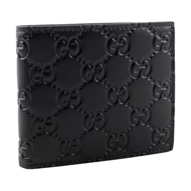 Gucci GG Embossed Leather Bifold Wallet In Black For Men Daily Use