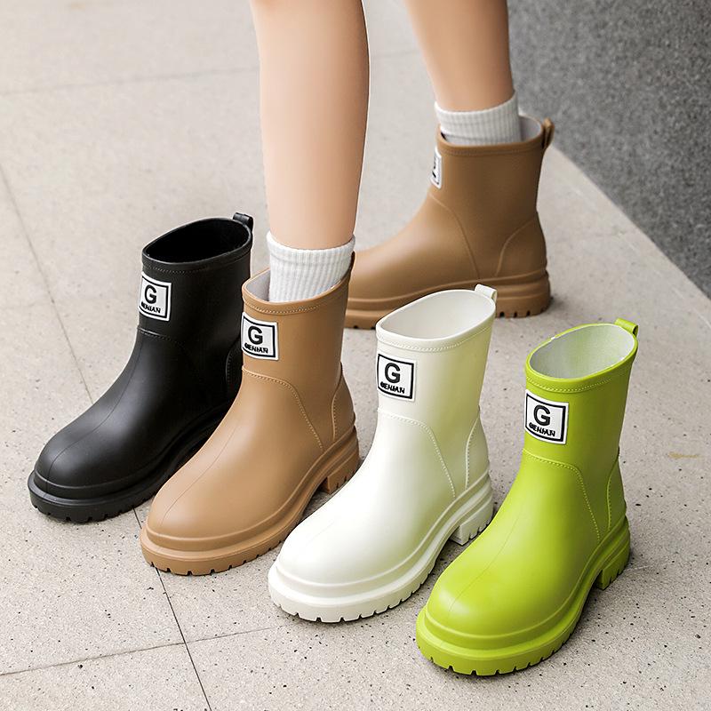 High-End Women's Mid-Calf Non-Slip Waterproof Rain Boots - Japanese Korean Style