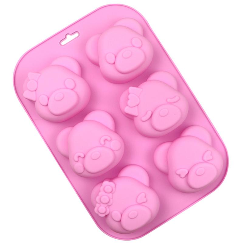 6 even Bear Silicone Baking Mold 3D Chocolate Pudding Molds Cupcake Pan Cake DIY Muffin Kitchen Tools