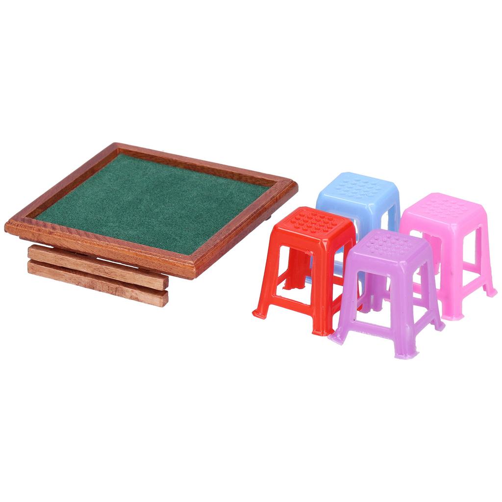 1:12 Puppenhaus Miniatur Mahjong Tisch Hochsimulierter Mahjong Tisch mit Stuhl Mahjong