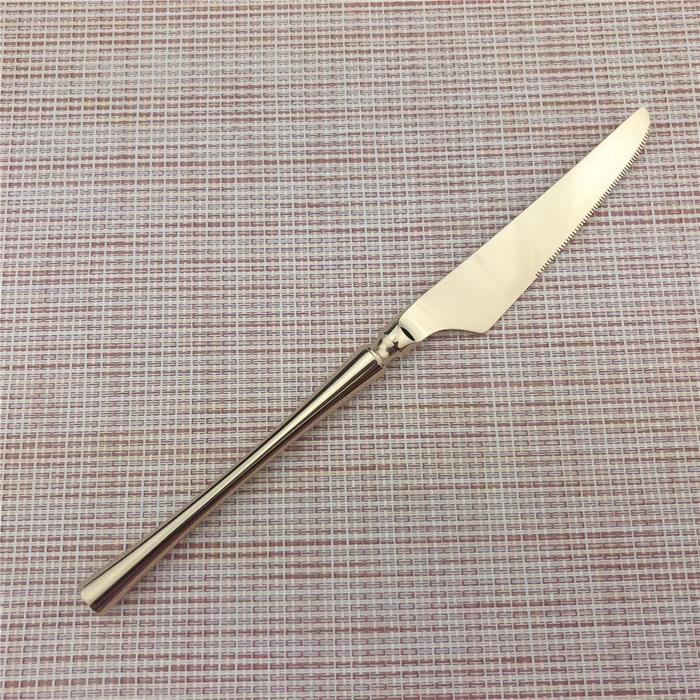 New High-grade Luxury Shiny Champagne Gold Cutlery Set Stainless Steel Dinnerware Set Dinner Steak Knife Fork Teaspoon Blue