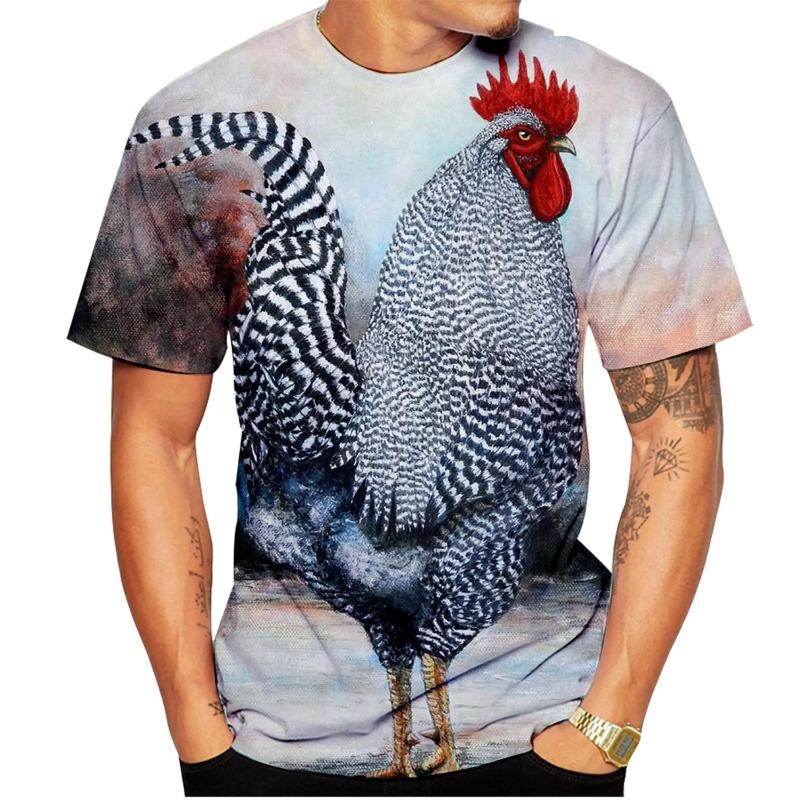 

Новая летняя модная футболка с графическим принтом, забавная футболка с петухом для мужчин, женщин, детей, уличный стиль, дышащая, легкая, спортивные топы 6XL