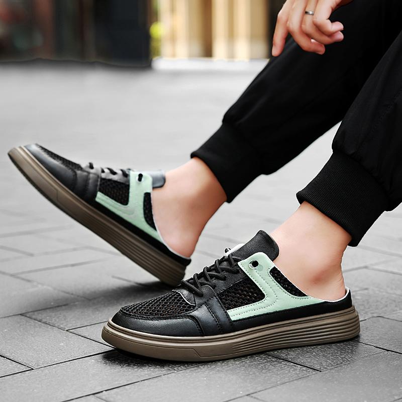 Fashion Men Hollow Out Slippers New Fashion Lazy Boat Shoes Men Comfortable Slip on Muller Shoes Breathable New Half Slipper Men Loafers