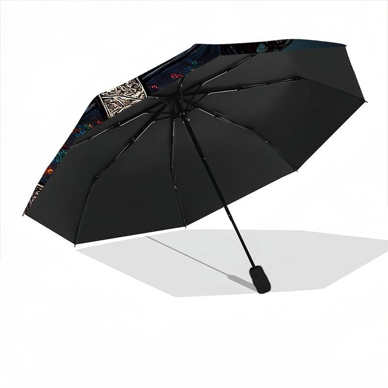 1pc Michael Jackson Automatic Folding Umbrella - Compact 8-Rib Design, Durable Plastic & Iron,  F104016