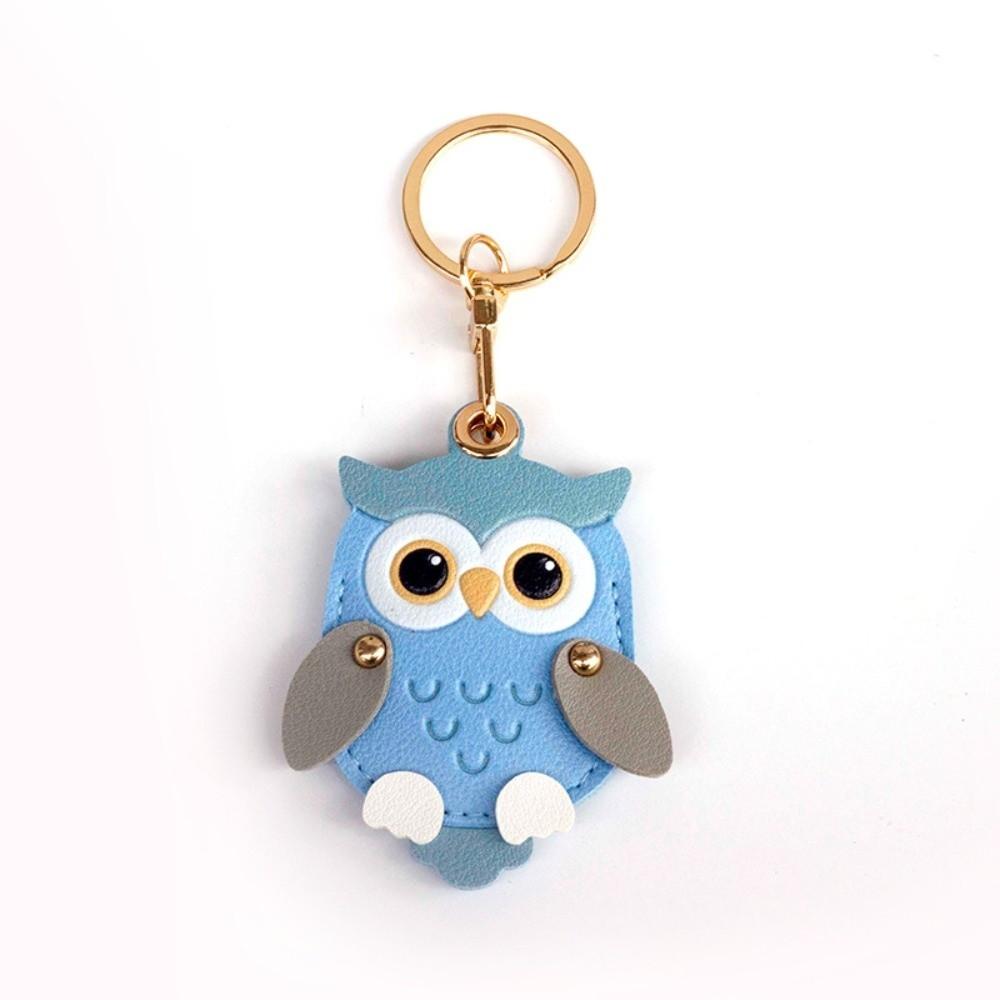Faux Leather Cartoon Owl Keychain Cartoon Owl Charm Access Card Case Keyring Key Ring