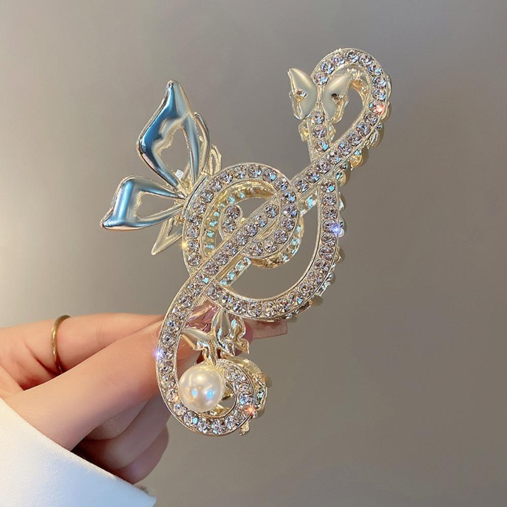 Thick Hair Music Note Claw Clip Rhinestone Metal Hairpins New Hair Clips Women