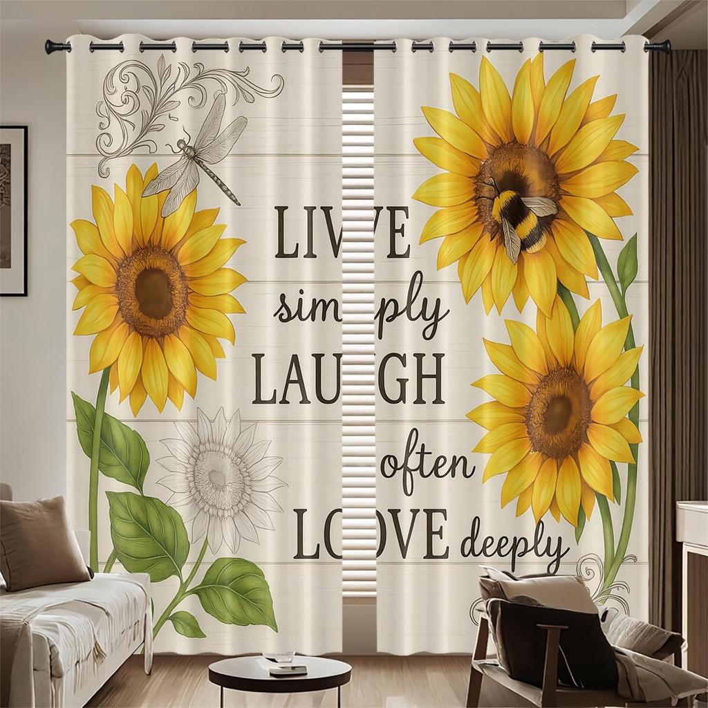 Individuelle Sonnenblumen Verdunkelungsvorhänge - Hochpräziser Digitaldruck, Verdicktes Polyester, Sonnenschutz