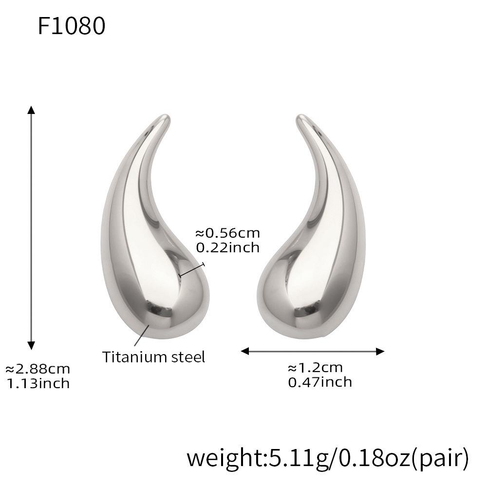 18k Gold-Plated Stainless Steel Teardrop Stud Earrings - Elegant and Simple Women s Fashion Accessory.