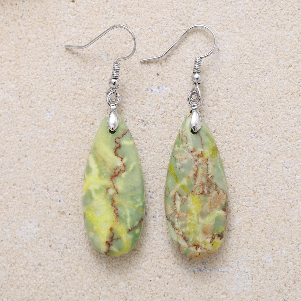 Luxury High Quality Natural Emperor Stone Water Drop Earrings Earrings European and American Popular Retro Jewelry