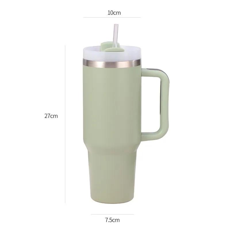 Steel Vacuum Insulated Tumbler Double Wall Vacuum Travel Water Bottle 40oz Insulated Tumbler with Straw Lid and Handle