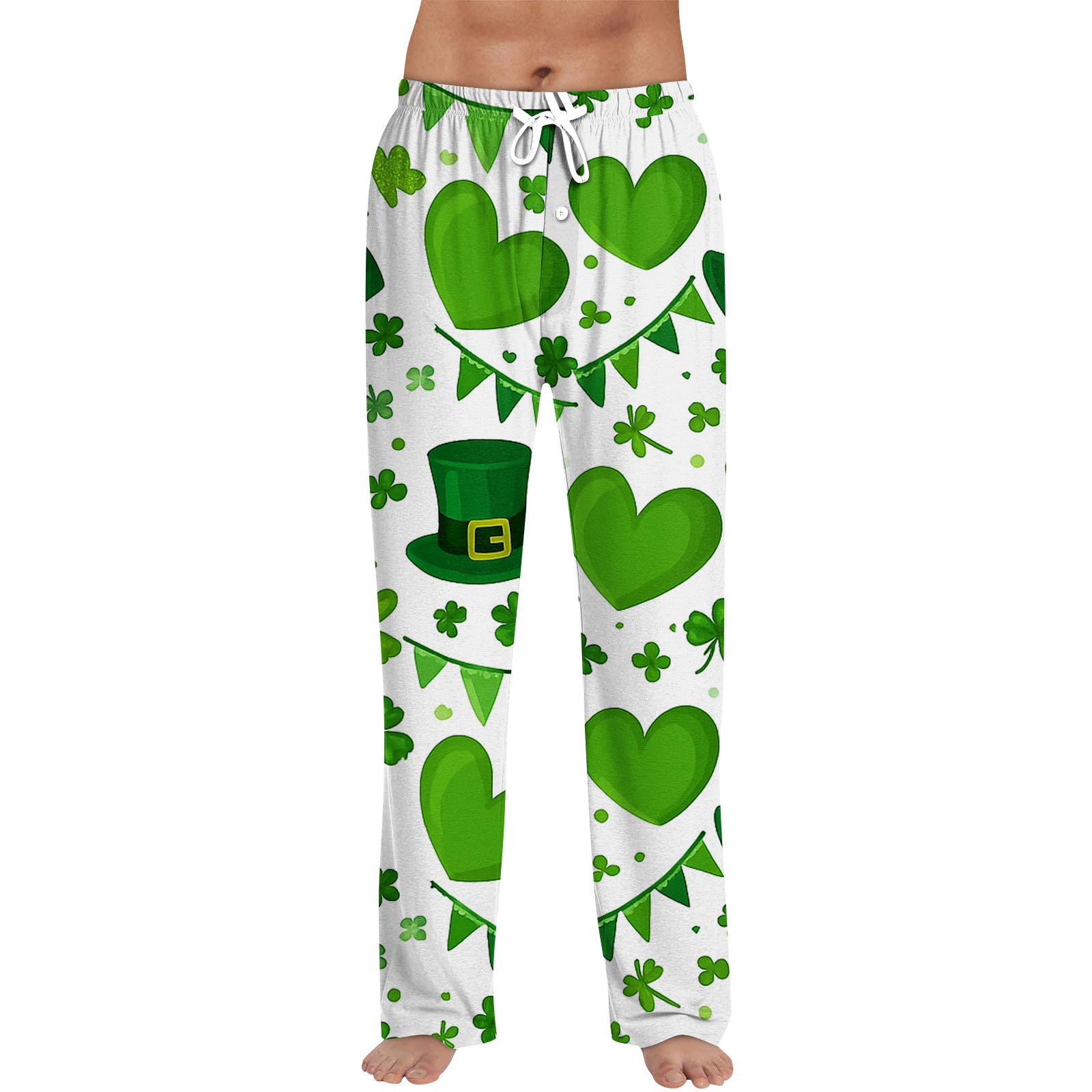 

Мужские длинные брюки на кулиске с принтом, повседневная пижама XXL зелёный