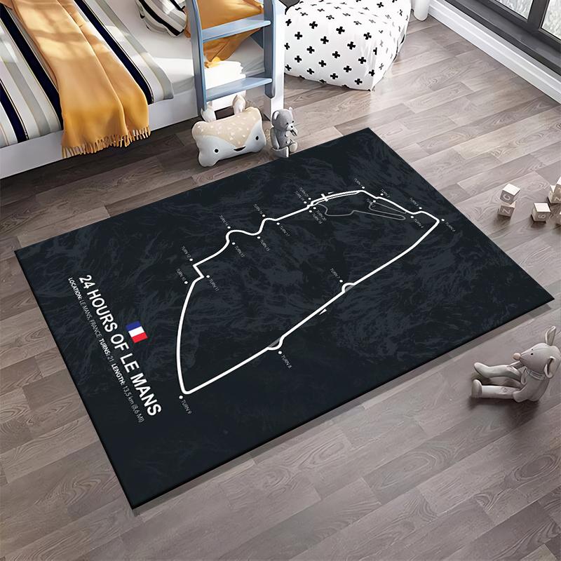 Le Mans Circuit Kaart Design Vloerkleed Antislip vloerkleed geschikt voor woonkamer en slaapkamer banken.