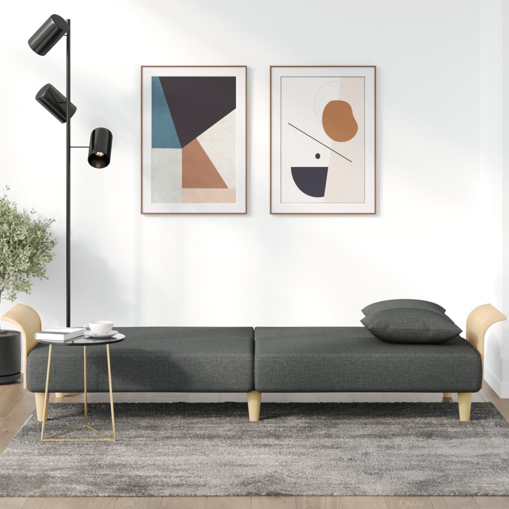 Sleeper Sofa with Armrests Dark Grey Fabric
