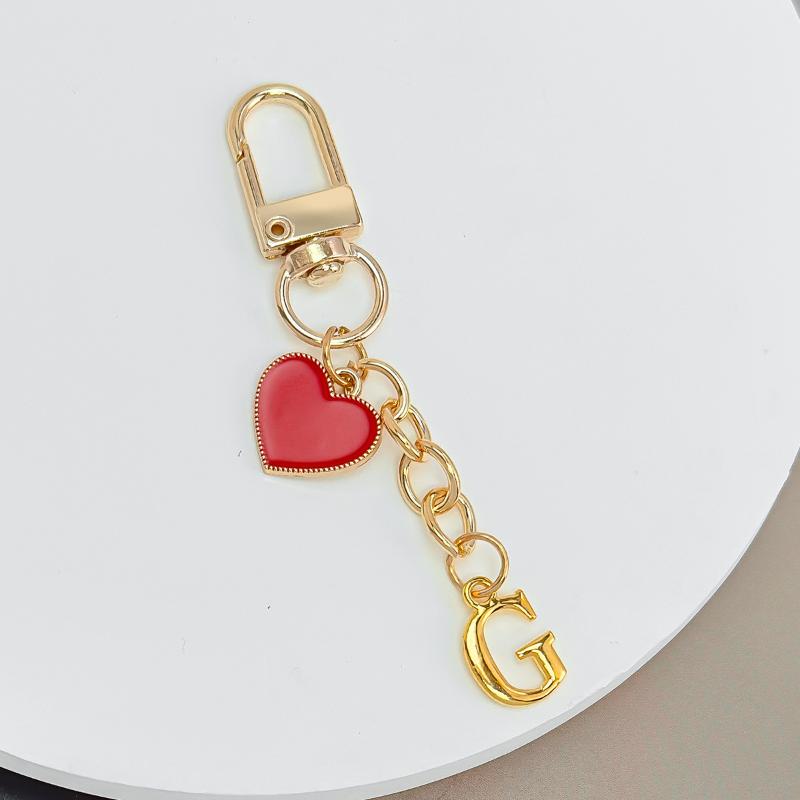 Metal Heart Letter Keychain Fashion A-Z Initial Keyring Charms Car Key Holders Bag Pendant Accessories Valentine'S Day Gift