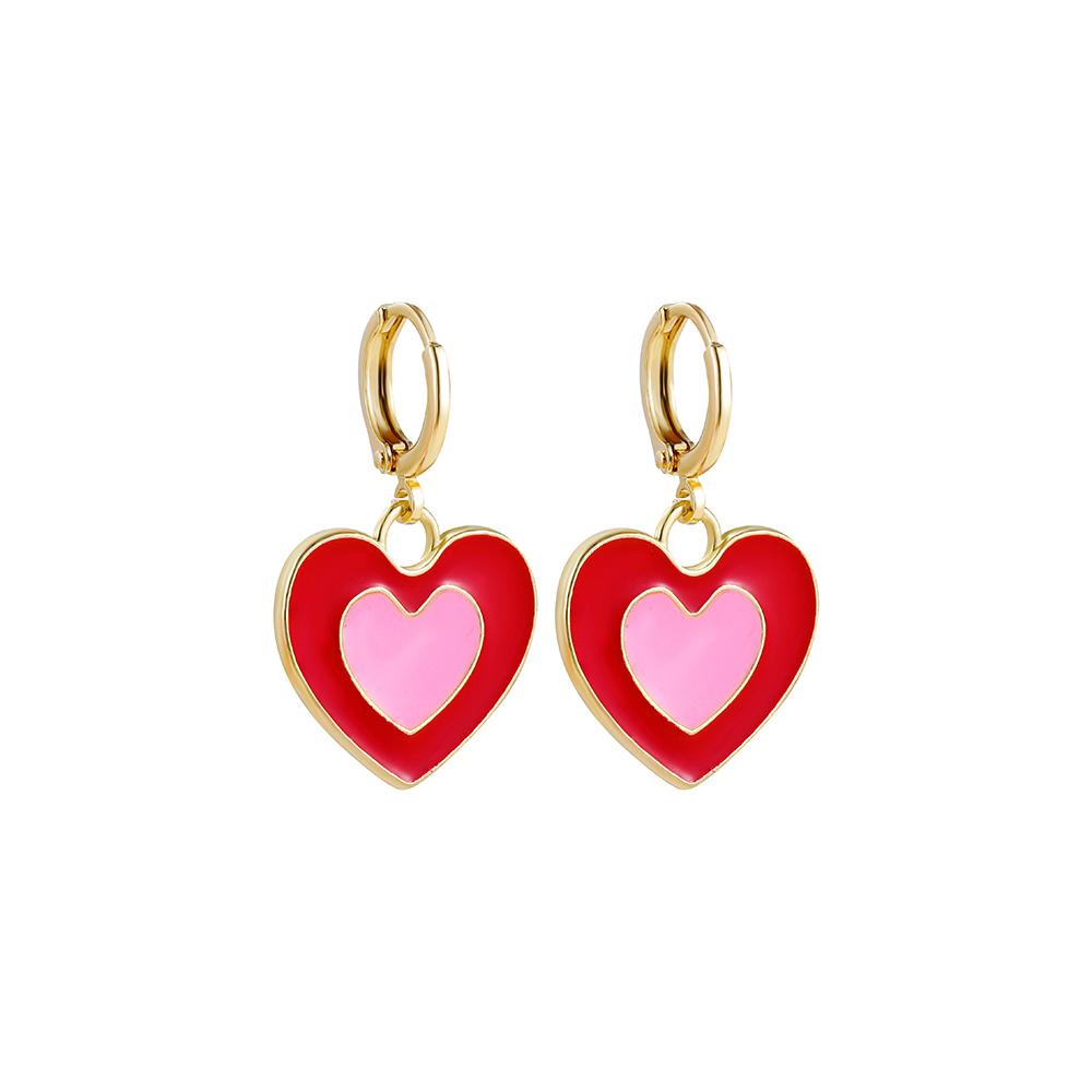 New Fashion Circle Ear Huggie Small Hoop Earrings for Women Cute Candy Color Enamel Round Heart Earrings Party Zircon
