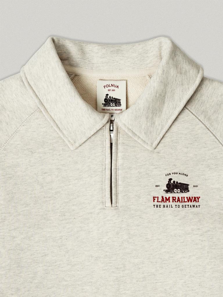 FOLNUA Dur Collar Zip Up Sweat Shirt (Oatmeal)