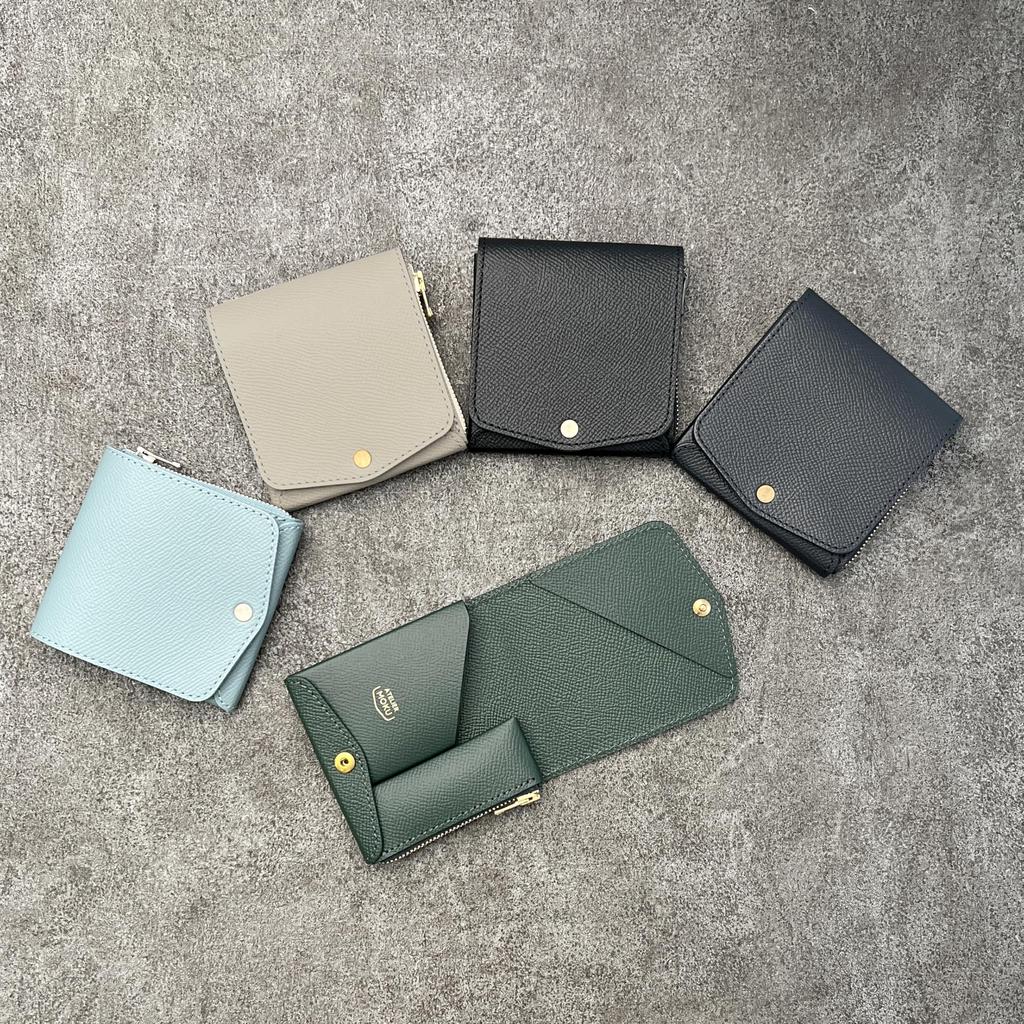 [moku] Small and Thin Wallet Saku Ver.3 Plus In Noblesse Calf Leather, Unisex (Men's and Women's), Genuine Leather Compact Wallet, Slim and Small,