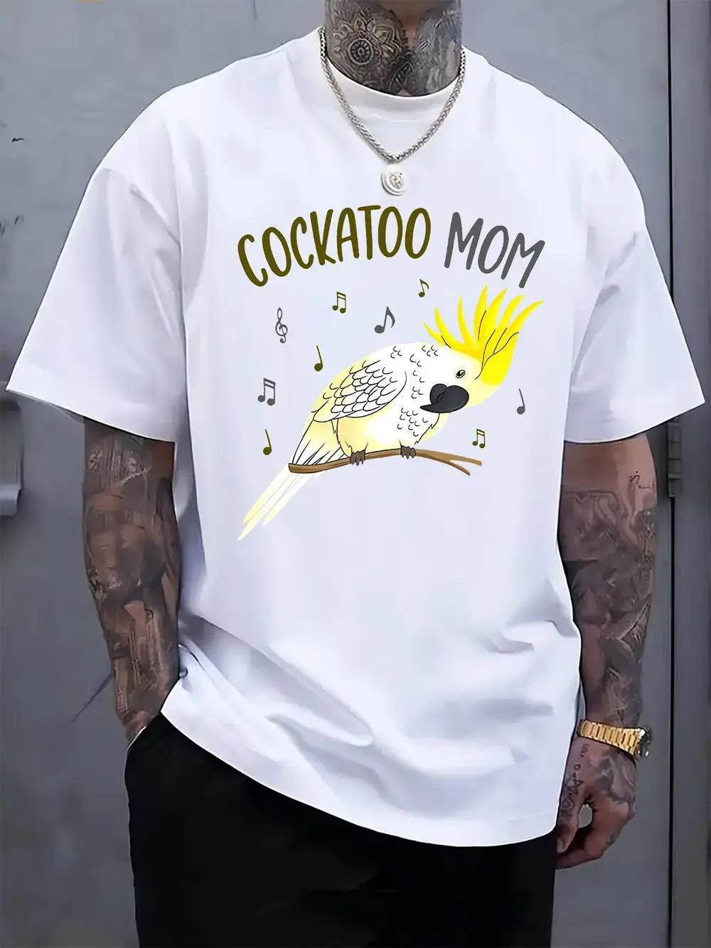 Round Neck Short Sleeve T-shirt Featuring a Parrot Mom Design S