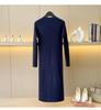 Women's Royal Blue Long-Sleeve Bodycon Wool Knit Dress for Autumn/Winter
