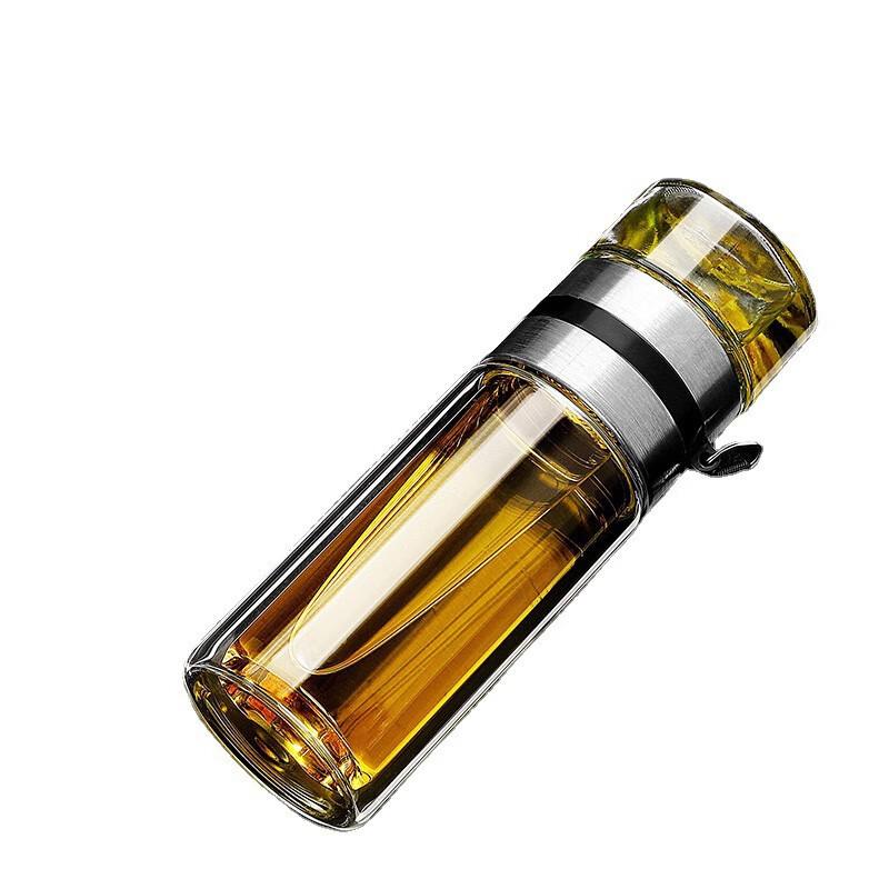 YOTU 450ml Double-Layer Glass Tea Infuser Bottle