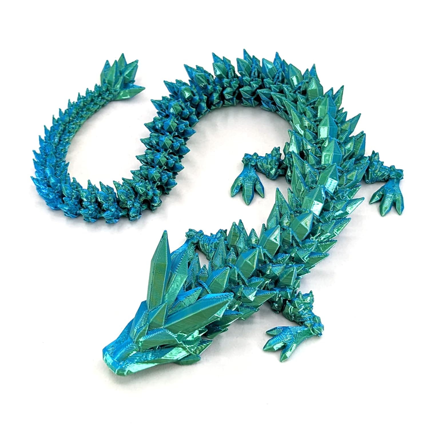

3D Печать Кристальный Дракон Орнамент Ручной Работы Подвижные Суставы Игрушка Дракон Ремесла Ослепительный Цвет Детские Игрушки для Снятия Стресса зелёный