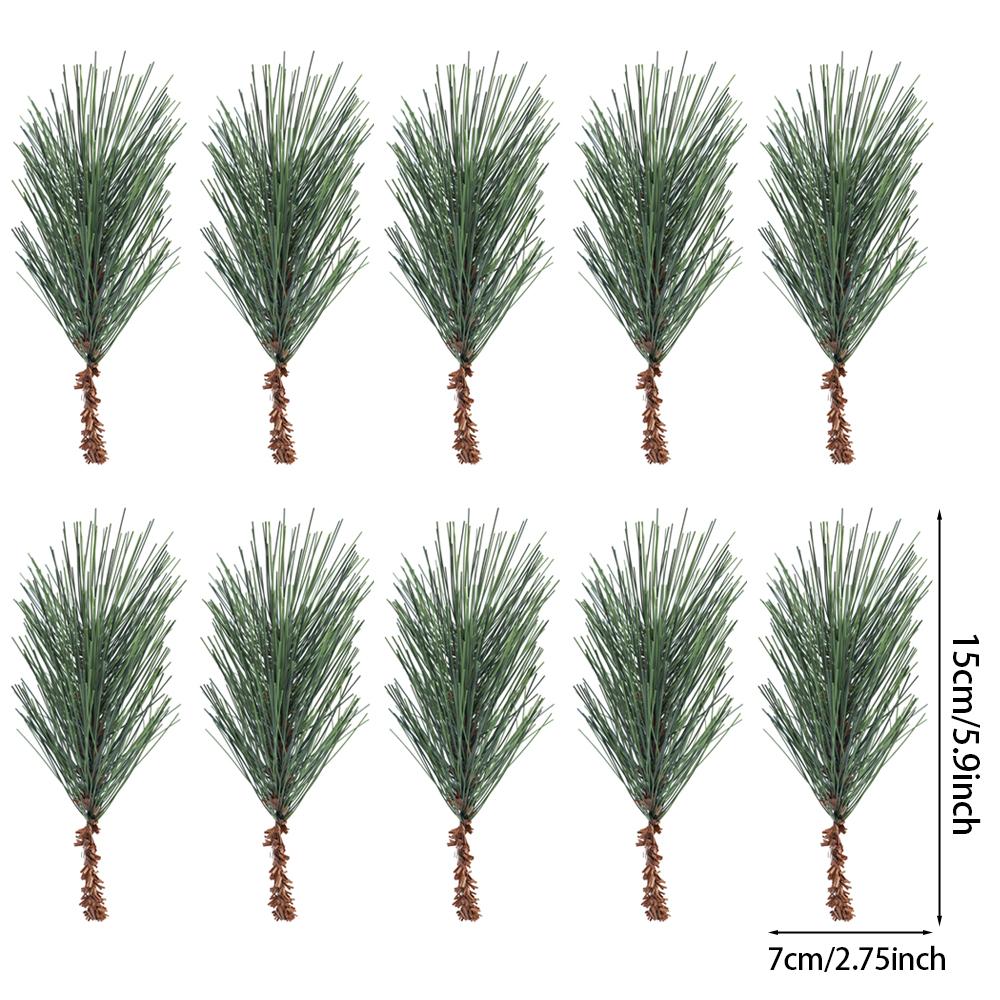 10/30Pcs Artificial Pine Needle Branches Green Twig Stems for Wreaths Hanging Plastic Pine Picks Home Christmas Party Decoration