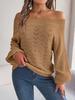 Real Shot 2025 Autumn/Winter Off-Shoulder Lantern Sleeve Sweater - Women's Solid Color Casual Wear