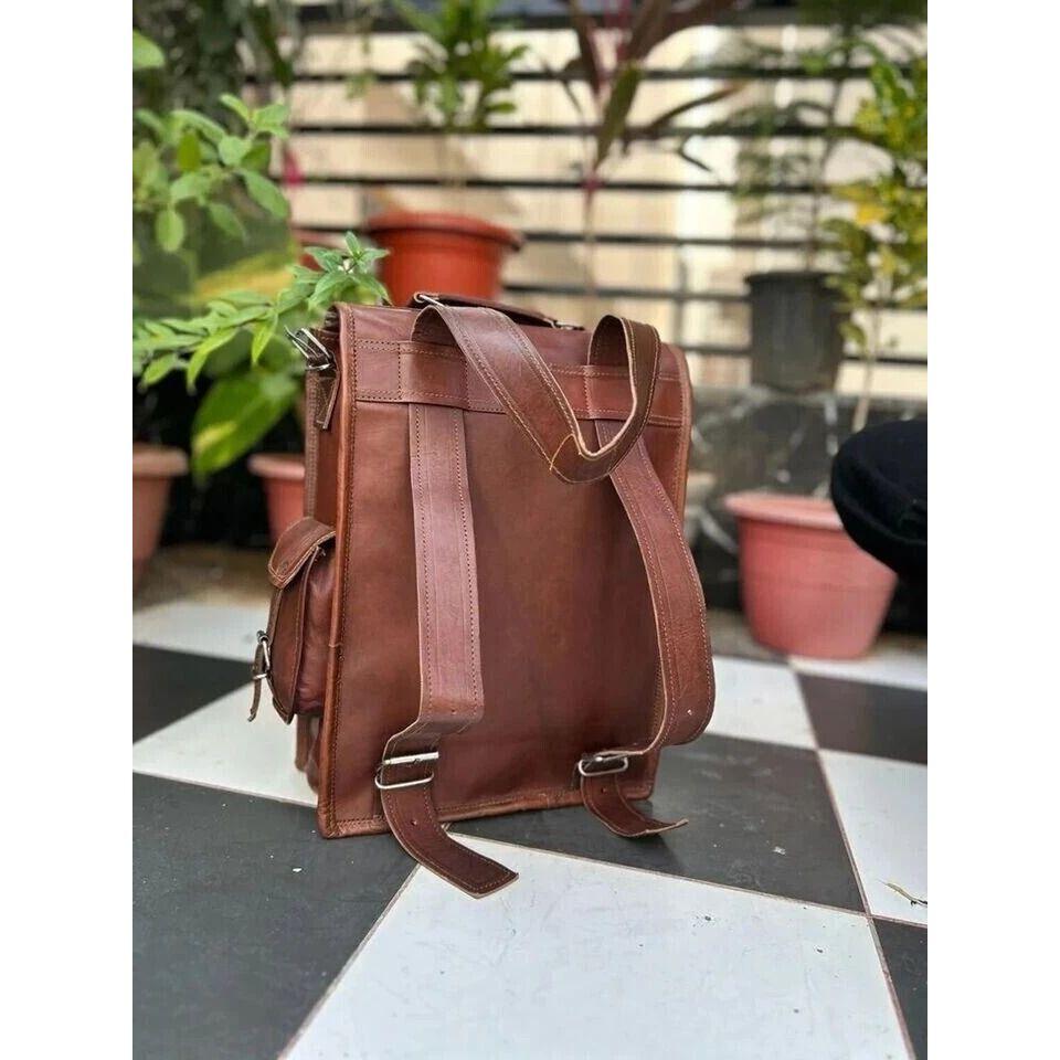 Backpack Leather Genuine Vintage Laptop Rucksack Messenger Men's New Travel Bag