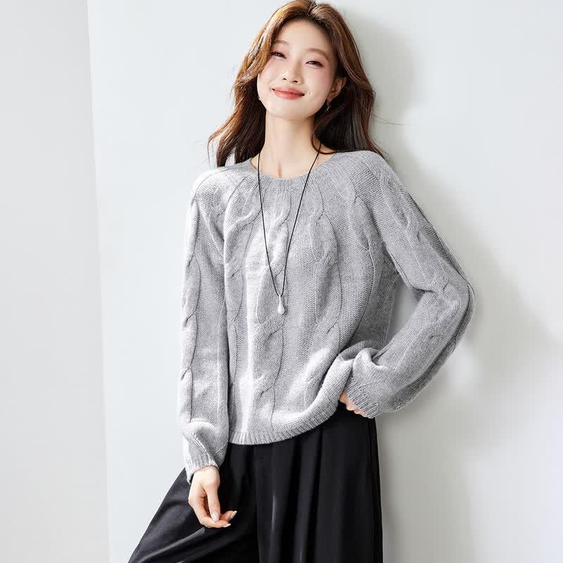 Srcr Women s 100% Lambswool Cable Knit Sweater L